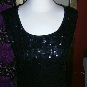 Fresh Grove Black Sequin Tank Top Size M